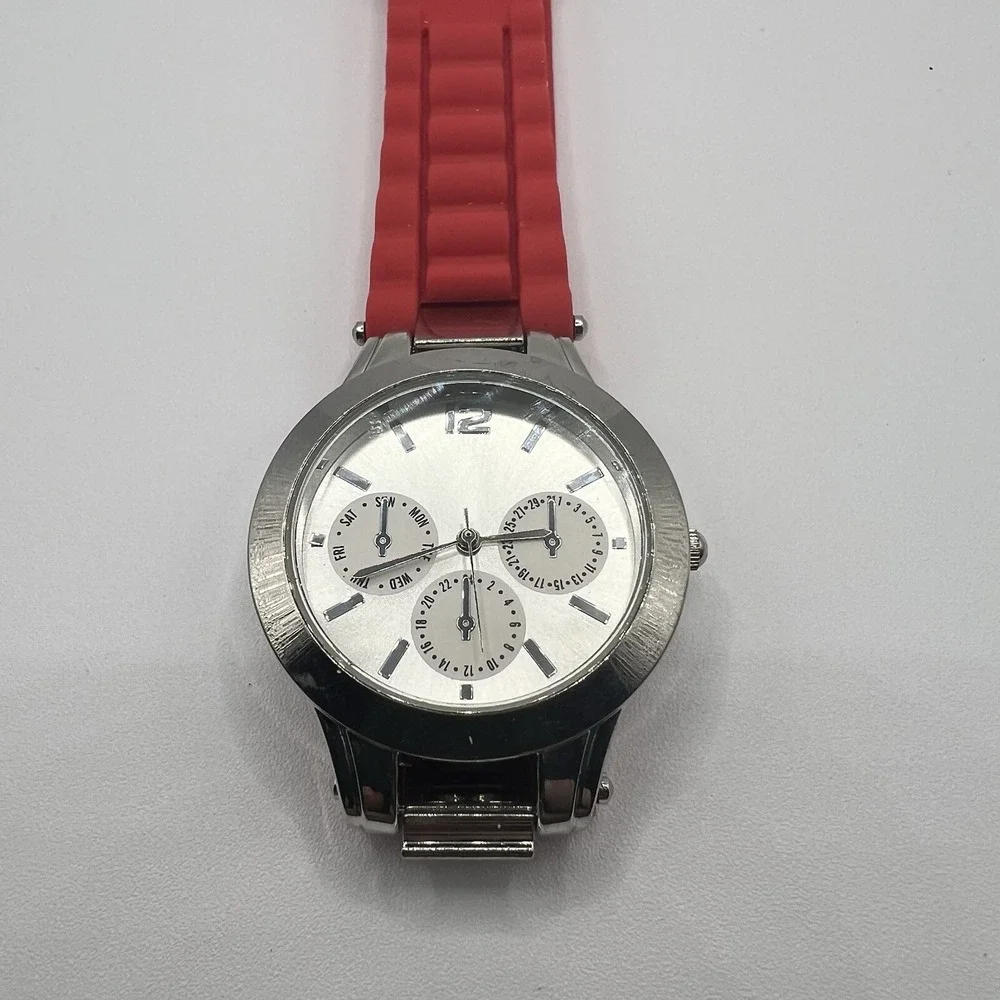 Woman's LBVYR Watch with Red Jelly‎ Band with stainless steel case gift *NEW*
